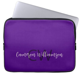 Capa Para Notebook Monograma Nome Chic Solid Indigo Roxo