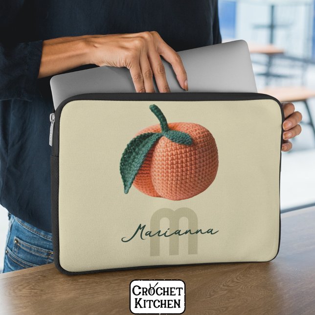 Capa Para Notebook Monograma Nome Mínimo Moderno de Peach Crochet (Criador carregado)