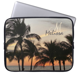 Capa Para Notebook Monograma Nome Trendy Florida Sunset Palm Ocean