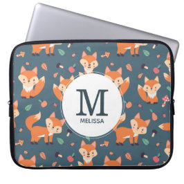 Capa Para Notebook Monograma - Padrão Animal Raposa Laranja-Cuta