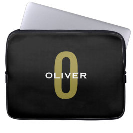 Capa Para Notebook Monograma Personalizado Branco Dourado