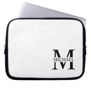 Capa Para Notebook Monograma Personalizado Branco e Nome