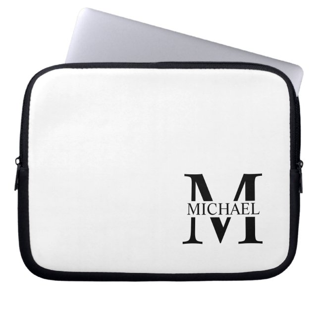 Capa Para Notebook Monograma Personalizado Branco e Nome (Frente)