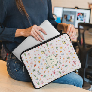 Capa Para Notebook Monograma Personalizado de Aquarela de Verão
