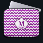 Capa Para Notebook Monograma Personalizado de Chevron Roxo Orquídeo<br><div class="desc">Esta moda, giro-design apresenta um padrão brilhante e colorido de orquídea - púrpura em dois tons alternados de fúcsia / púrpura em um fundo branco. Ele tem um espaço esboçado em forma de flor onde você pode adicionar seu monograma / inicial em roxo para personalizar. É uma design na moda-muito...</div>