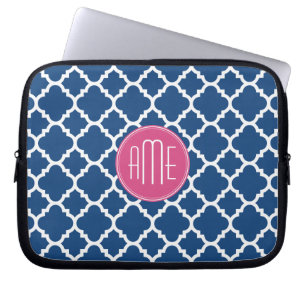 Capa Para Notebook Monograma Personalizado de Padrão de Quatrefoil Br