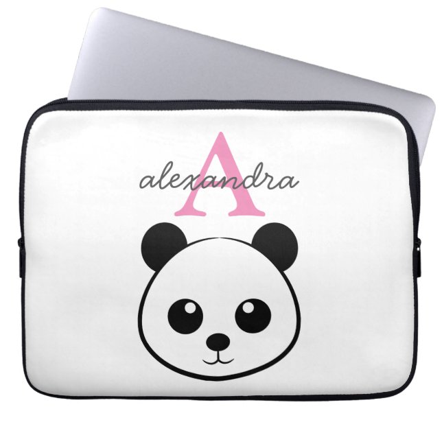 Capa Para Notebook Monograma personalizado de panda bonito (Frente)