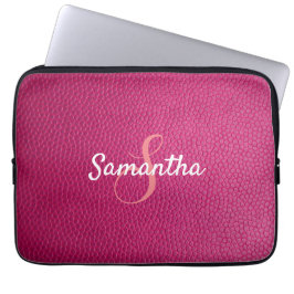 Capa Para Notebook Monograma personalizado e couro rosa