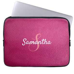 Capa Para Notebook Monograma personalizado e couro rosa