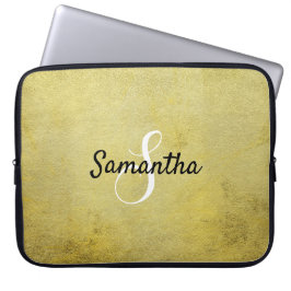 Capa Para Notebook Monograma Personalizado e Folha de Ouro de Nome