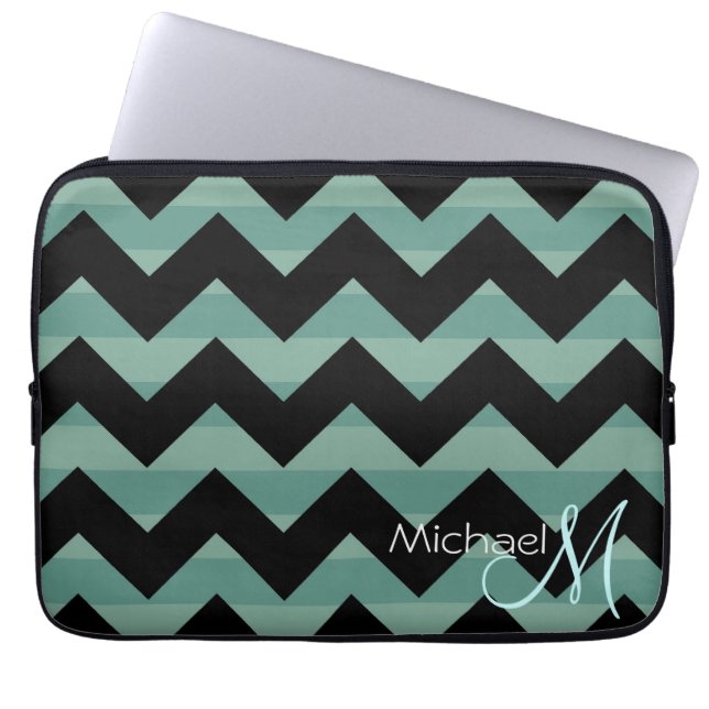 Capa Para Notebook Monograma Personalizado Moderno Chevron Ziguezague (Frente)