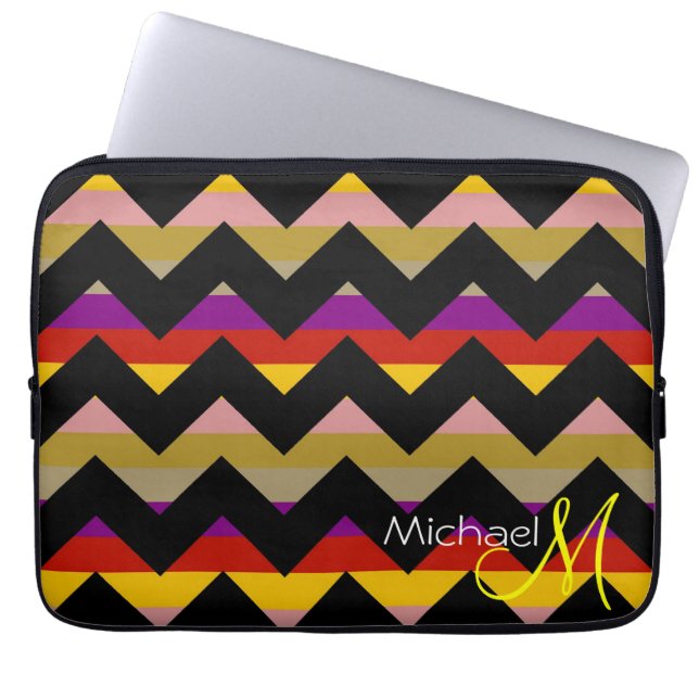Capa Para Notebook Monograma Personalizado Moderno Chevron Zigzag 8 (Frente)