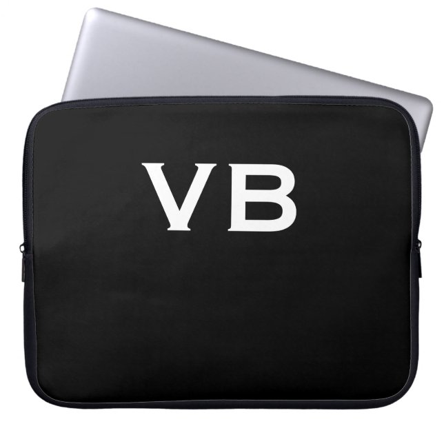 Capa Para Notebook Monograma preto e branco simples (Frente)