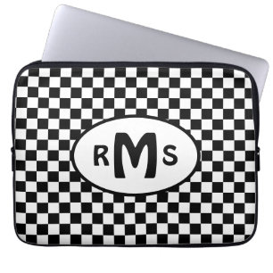 Capa Para Notebook Monograma preto e branco verificado