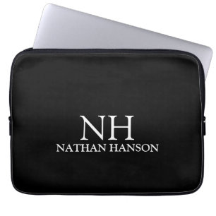 Capa Para Notebook Monograma preto simples moderno