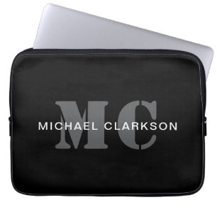 Capa Para Notebook Monograma profissional moderno preto e branco