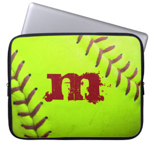 Capa Para Notebook Monograma rápido amarelo 15" de Pitc do softball