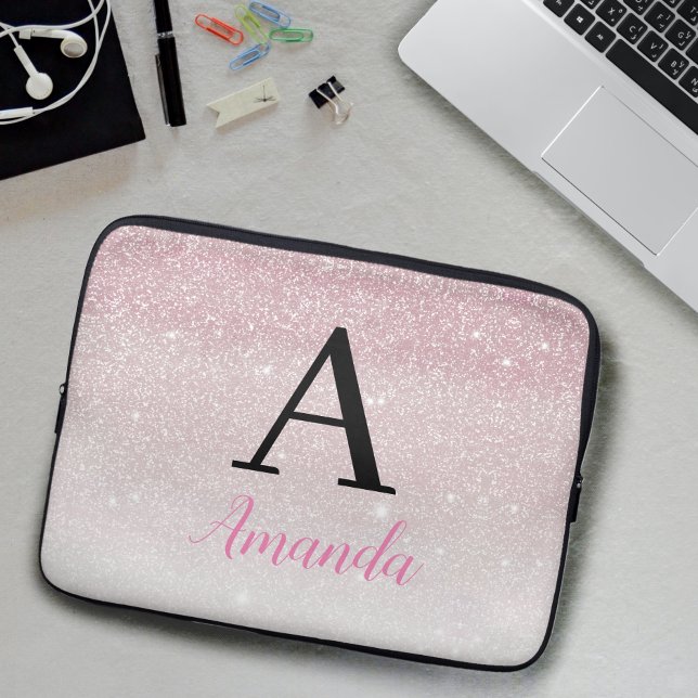 Capa Para Notebook Monograma Rosa Bonito Adicionar Seu Nome + Inicial (Criador carregado)