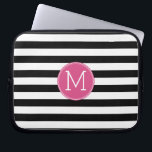 Capa Para Notebook Monograma Rosa Quente, de Padrão Preto e Branco<br><div class="desc">Um design ousado e moderno com uma área para monogramas. Se precisar ajustar o trabalho de arte ou alterar a fonte,  clique na área personalizar. Isso o levará à ferramenta design onde você pode fazer muitas mudanças.</div>