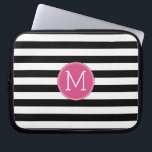 Capa Para Notebook Monograma Rosa Quente, de Padrão Preto e Branco<br><div class="desc">Um design ousado e moderno com uma área para monogramas. Se precisar ajustar o trabalho de arte ou alterar a fonte,  clique na área personalizar. Isso o levará à ferramenta design onde você pode fazer muitas mudanças.</div>