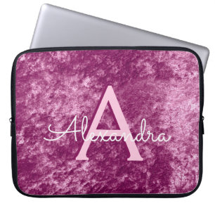 Capa Para Notebook Monograma roxo do teste padrão de veludo de