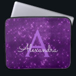 Capa Para Notebook Monograma Roxo Moderno e Elegante<br><div class="desc">Elegante Purple Faux Glimmer e Sparkle Elegant Monograma. Esse caso pode ser personalizado para incluir seu nome inicial e próprio.</div>