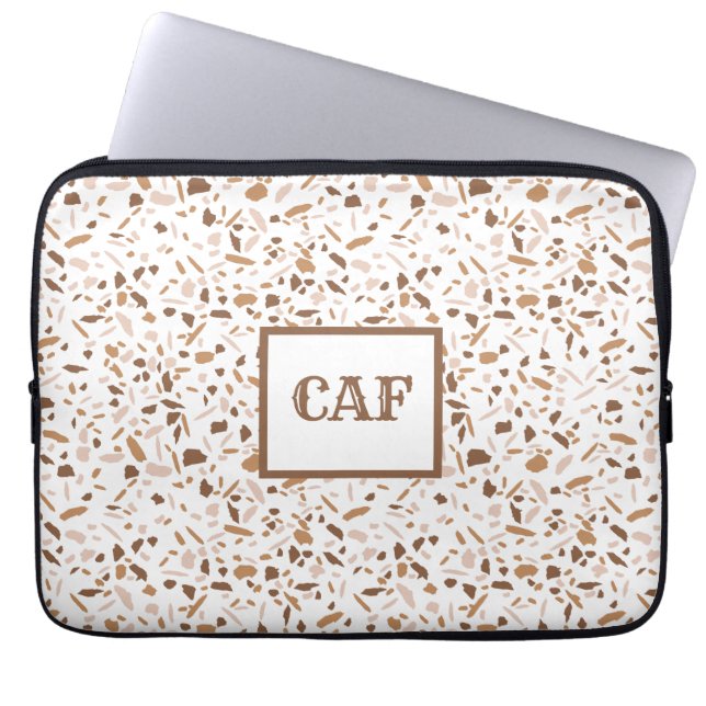 Capa Para Notebook Monograma Terrazzo Brown e Beige White (Frente)