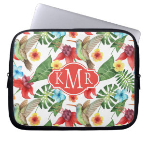 Capa Para Notebook Monograma tropical do colibri  