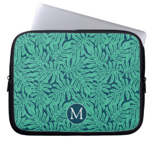 Capa Para Notebook Monograma tropical do teste padrão da folha de