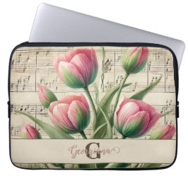 Capa Para Notebook Monograma - Tuliphas Rosa e Verde