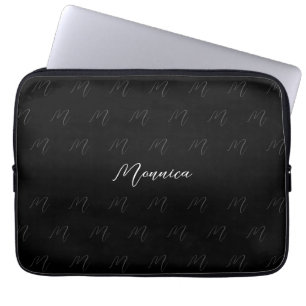Capa Para Notebook Monograma Urbano Preto Elegante Script