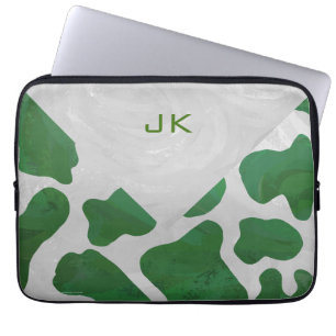 Capa Para Notebook Monograma verde e branco da vaca