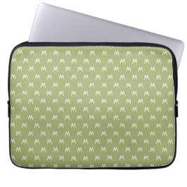 Capa Para Notebook Monograma Verde e Branco Moderno