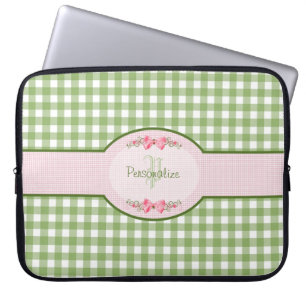Capa Para Notebook Monograma verde feminino do guingão com nome