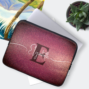 Capa Para Notebook Monograma Vinho Vermelho Glama Girassol