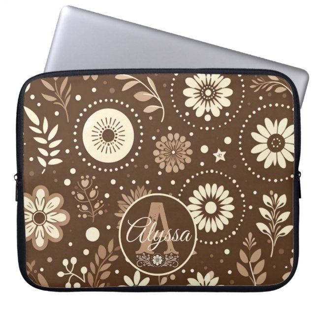 Capa Para Notebook Monograma Vintage Floral Harmonia (Frente)