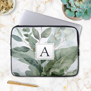 Capa Para Notebook Monograma Watercolor Rústico Verde Oliva