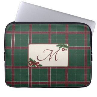 Capa Para Notebook Monograma Xadrez Verde Pinheiro Natal Heritage Vin