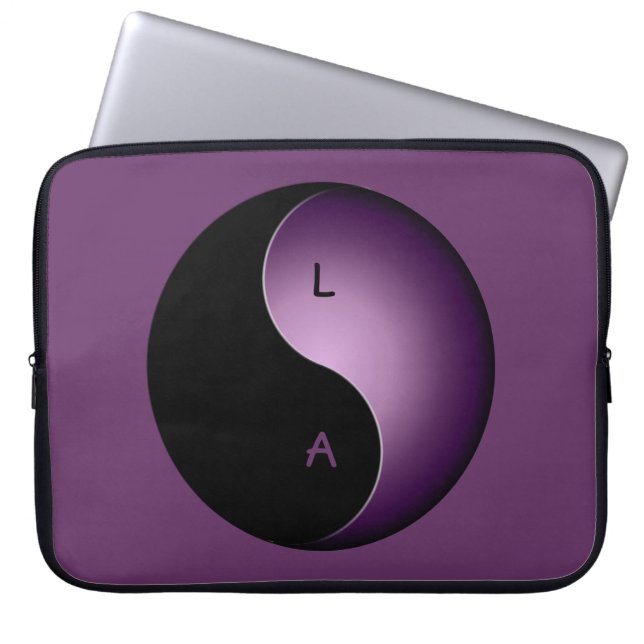 Capa Para Notebook monograma yin yang - roxo (Frente)