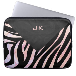 Capa Para Notebook Monograma Zebra Preto e Rosa