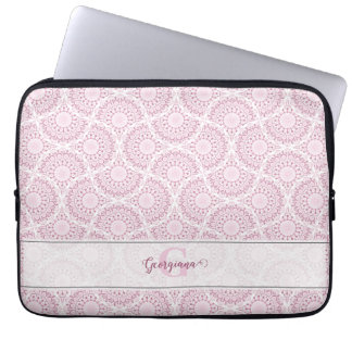 Capa Para Notebook Monogramas de Arte Rosa Deco Confetti Lace Mandala