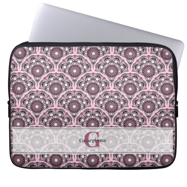 Capa Para Notebook Monogramas Deco Dusky Rosa Cherry Blossom Mandala (Frente)
