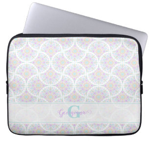Capa Para Notebook Monogramas Pastel Rainbow Sundae Mandala Art Deco