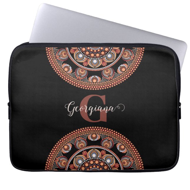 Capa Para Notebook Monogramas Safari Sunset Bohemian Dot Mandala (Frente)