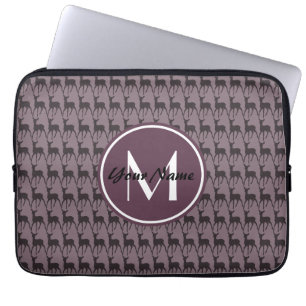 Capa Para Notebook Monogrammed Purple Violet Deer Personalized N2