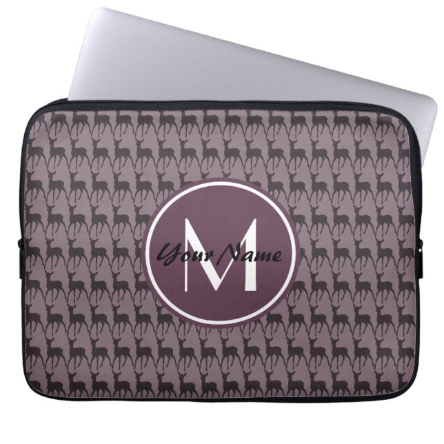 Capa Para Notebook Monogrammed Purple Violet Deer Personalized N2 (Frente)