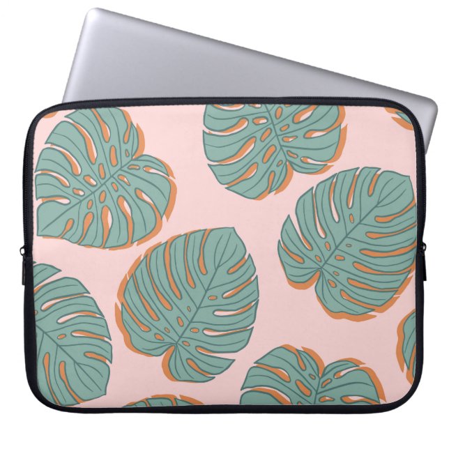 Capa Para Notebook Monstera Leaf: Padrão Vintage Tropical (Frente)