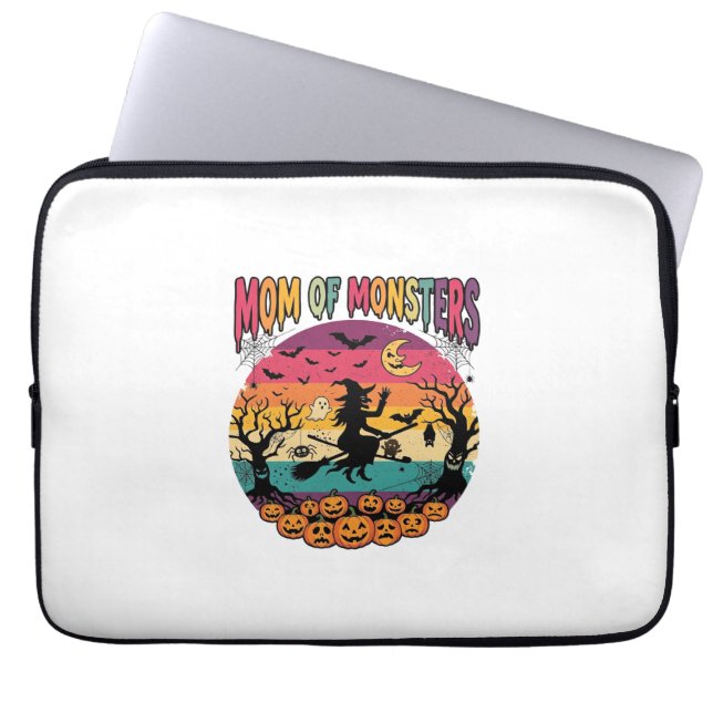 Capa Para Notebook Monstros da Mamãe Bruxas de Halloween Abóboras Mor (Frente)
