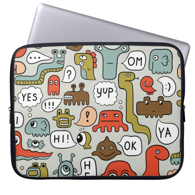 Capa Para Notebook Monstros de Cartoons Bonitos: Fundo Ininterrupto (Frente)