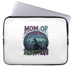 Capa Para Notebook Monstros Mãe Halloween Bruxa Lua Abóboras Cemitéri